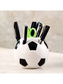 1pc,Soccer Shape Tool Supplies Pen Pencil Holder Football Shape Toothbrush Holder Desktop Rack Table Home Decoration Student Gifts - Multicolor - View 4