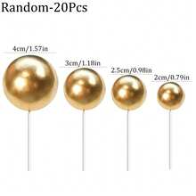 10入/20入 多尺寸珍珠球蛋糕裝飾球 2cm/2.5cm/3cm/4cm DIY蛋糕裝飾配件 婚禮生日週年派對蛋糕裝飾用品 - 金色 - 查看 12