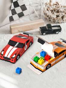 10/5/1pc Racing Car Shaped Paper Gift Box, Red & Orange Racing Car Print Gift Box, Black & White Checkered Flag Decoration Foldable Paper Box, Theme Party Gathering, Candy Small Gift Packaging Box, Racing Car Shaped Gift Box Suitable For Racing Theme Party, Birthday Party, Gift Box, Gift Box, Packaging Box, Party Supplies, Candy, Strawberry Cake, Halloween, Christmas, Room Decoration, Home Decor - Multicolor - View 7
