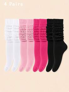 1/6 Pairs Women's Spring/Summer Sweet Dopamine Color Slouch Socks Casual Versatile Mid-Calf Socks (No Card), Men's Socks, Gift For Boyfriend - Baby Pink - View 7
