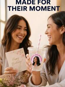 Custom Photo Face Cutout Birthday Stickers, Personalized Name & Age Party Labels, Round Photo Stickers For Cups And Birthday Celebrations, Kids Party Favor Stickers, Suitable For Son, Daughter, Family, Friends And Birthday Guests Custom Photo Labels - Multicolor - View 9