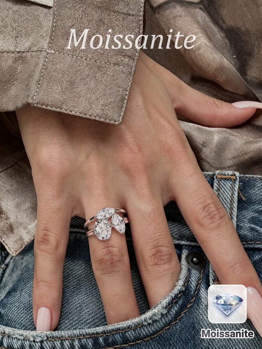 Moissanite Ring 925 Sterling Silver Women's Wedding Ring With Certificate Proposal Engagement Anniversary Party Bride Jewelry Gift