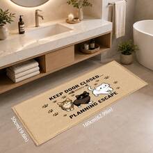 1pc Funny Cat Escape Pattern Print Faux Cashmere Kitchen Mat, Absorbent Kitchen Floor Mat, Kitchen Rug, Long Runner Mat, Sink Front Mat, Suitable For Kitchen, Bathroom, Entryway, Hallway, Laundry Room And Home Decor - Multicolor - View 14
