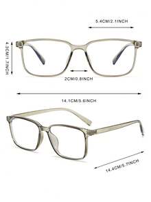 1 Pair Men's Grey-Green Square Frame Versatile Commuter Non-Prescription Glasses - Grey Green - View 4
