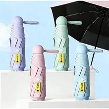 Set Payung Lipat Mini Portabel Pelindung UV dengan Kantong Penyimpanan, Payung 6 Rusuk dengan Lapisan UV, Warna Beige Ungu, Cocok untuk Musim Semi, Musim Panas, Pantai, Perjalanan, Liburan, Hadiah untuk Pengiring Pengantin, Hari Ibu, Wisuda, dan Kembali ke Sekolah. - Model baru - View 5
