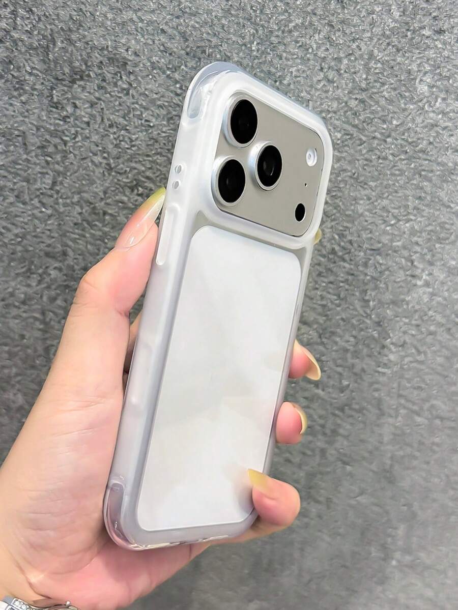 1 Buah Casing Ponsel Anti Jatuh Empat Sudut Matte Transparan Lucu Kompatibel dengan iPhone 17 AIR 16 15 14 13 12 Pro Max Plus Penutup Belakang Lembut Warna Permen - Putih - View 1