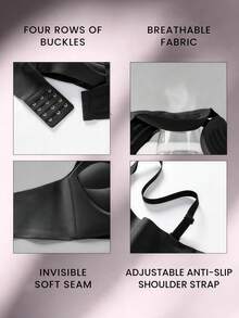 Women's Seamless Bra, Strong Push-Up, Wire-Free Push-Up Bra, Designed For Small Breasts, Makes Breasts Look More Compact Wireless, Back Button Design, Comfortable To Wear, Seamless Anti-Sagging Bra - Black - View 6