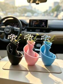 3D Printed Creative Asymmetric Dual-Compartment Small Flower Vase For Dried Flowers, Floral Arrangement Decor, Desktop And Car Interior Ornament, 3D Printed One-Piece Molded: Clear Texture And Quality, Three-Dimensional Shape, Multiple Colors Available, Neat Craftsmanship Without Burrs - Multicolor - View 3