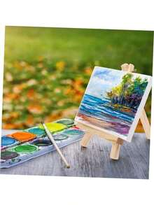 10/6pcs Mini Canvas And Easel Set, Canvas Size 4"X4", Easel Size 3.1"X5.9", Suitable For Painting, Oil Painting And DIY Graffiti In Multiple Occasions, Christmas Gift, School Supplies - Multicolor - View 2