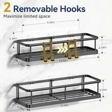 Shower Caddy Adhesive, Rustproof Shower Organizer, Large Capacity Shower Shelves For Inside Shower, No Drilling Bathroom Organizers And Storage For Home Decor 2 Pack - Black - View 2