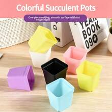 A Set Of 10pcs-Multi-Color Small Square Planter Pots With Trays, Plastic Succulent Planters, Gardening Home Decor, Flower/Vegetable Seed Planting, Balcony Garden, Flower Seedling - Colorful Flower Pot - View 7