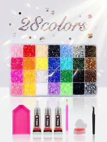 ZUI DREAM Rhinestone Set, 48,000-15,000pcs Y2K Resin Jelly Flat Back Rhinestones, 48 Colors 3mm Rhinestone Set, Includes 3 Bottles Of B7000 Glue And Tools, Suitable For DIY Diamond Painting Crafts - Rhinestones - View 9