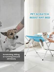 1pc Dog Grooming Restraint Stand Anti-Escape Breathable 8 Holes | Restraint Puppy Grooming Table Cat Puppy Nail Trimming Teeth Cleaning Bathing Stand - Blue (60*40*31cm) - View 4