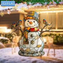 Children's Room Window Decal, Christmas Theme, 9-Inch Window Decoration Sticker, 2D Flat Colorful Sticker, Cute Snowman And Three Little Birds, Removable Sunshade Privacy Sticker, Static Adhesion Glass Sticker, Car, RV Window Decoration Film, Perfect Home Gift - one-size - View 5