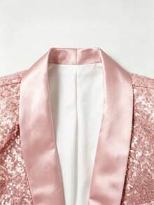 Men's Sequin Blazer, Shawl Collar Suit Jacket, Nightclub Stage Performance Formal Wear - Pink - View 4