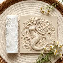 1Pc Mermaid Texture Roller, Ocean Mermaid Figure Pattern Clay Embossing Roller, DIY Handmade Earring Pendant Jewelry Craft Supplies - 1 Unit - View 3