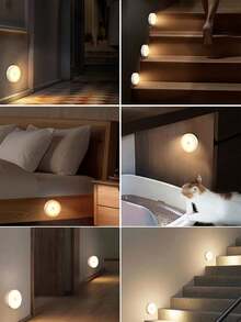 6/3/1pc LED Motion Sensor Night Light, LED Night Light, USB Rechargeable Wireless Sensor Light, Suitable For Switches, Hallways, Christmas Gifts, Holiday Office, Bedroom, Hotel, Party, Restaurant Decoration, Small Night Light 400mAh - Night Light - View 7
