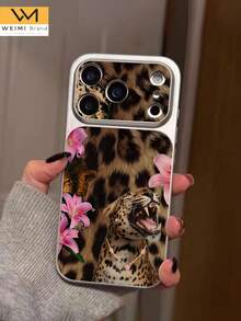 WeiMi 1pc Fashionable Retro Leopard Print Full Coverage Button Classic Anti-Drop Metal Paint Premium Texture Soft Pattern PU Leather Phone Case, Suitable As Birthday Gift, Holiday Gift For Friends, Family, Couples, Yourself, Compatible With IPhone 17/16/15/14/13/14/12/11 Series - Multicolor - View 2