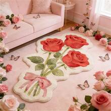 1pc Rose Flower Shaped Rug, Soft And Comfortable Bedroom Carpet, Washable Rug, Suitable For Front Door, Entryway, Hallway, Kitchen, Bedroom, Dorm, Dining Room, Skin-Friendly Rug, Living Room Carpet, Sofa Seat Rug, Area Rug, Creative Versatile Home Decor Rug, Large Living Room Rug, Bedroom Rug, Walk-In Closet Rug, Room Decor, Gift For Family And Friends - Multicolor - View 4