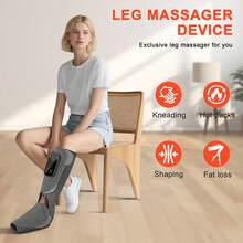 Cordless Air Compression Leg & Foot Massager With Graphene Heat, 3-Speed Electric Heated Calf & Foot Massaging Wrap With Digital Display For Muscle Relaxation,Single Pack, Black - Black - View 1