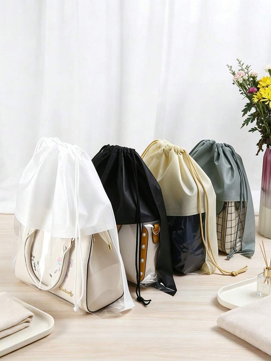 Drawstring Bag Protector, Polyester Satin Dust-Proof Drawstring Bag, Suitable For Jewelry; Silk Dust-Proof Drawstring Travel Storage Bag; Portable Clothing And Shoes Drawstring Bundle Bag; Large Capacity Handbag Dust-Proof Bag; Self-Sealing Drawstring Storage Bag; Travel Supplies, Storage And Organization - Multicolor - View 1