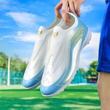 Men Soccer Shoes Professional Training Non-Slip Turf Soccer Cleats Boys TF/FG Football Sneakers - White - View 4