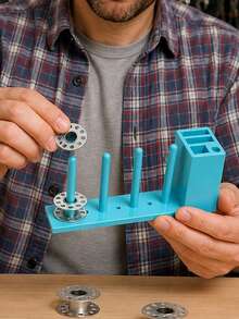 Multifunctional Magnetic Tool Holder Storage Box With Sewing Machine Pattern,Equipped With A Bobbin,Suitable For Sewing Machine Thread Spools, Screwdrivers, With Colorful Knob, No Installation Required, Convenient Storage, Sewing Machine Accessory - B - View 4