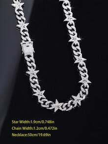 1pc European & American Fashion Hip-Hop Style Star Bracelet Necklace, Inlaid With Rhinestones, Street Accessory - A - View 9