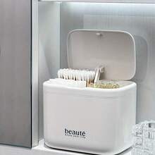 1pc Divided Storage Box With Lid, Cotton Pad Organizer, Suitable For Cotton Swabs, Makeup Remover Pads, Bathroom, Vanity, Wall-Mounted, Divided Box With Lid, Cosmetic Display Box - A - View 5