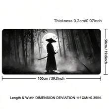 1 Swordsman Large Gaming Mouse Pad, Black Silhouette Extended Desk Mat, Office Desk Accessory Non-Slip Stitched Edge Computer Pad, Rubber Base Laptop Keyboard Pad, Durable Spill-Proof For Home Office Gaming - View 13