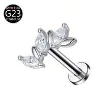1件 G23鈦金內螺紋 1.0/1.2mm 蝴蝶、花朵、愛心、十字造型耳釘/軟骨穿刺飾品，適合女性日常配戴 - 銀色 - 查看 49