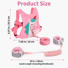 Children's Anti-Lost Safety Harness With Wrist Connector, Baby Toddler Walking Leash, Portable Safety Accessory For Outdoor Walks, Travel And Outings - Pink - View 7