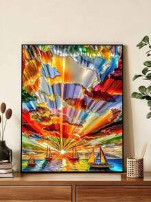 DIY Abstract Colorful Sunset Sailboats (Frameless 8x12 / 16x20 Inches) Paint By Numbers Kit(Acrylic) Arts & Crafts For Adult Beginners, Relaxing Home Wall Decor, And Creative Holiday Gifts - Sets - View 4