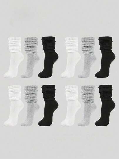 1/3/6/10/15/20/30 Pairs Autumn/Winter Thermal Lined Socks, Hollow Knit Socks, Hollow Socks, Unisex Tight Mid-Calf Socks, Tight Long Socks