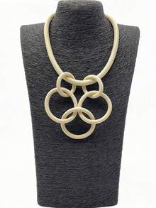 MARLIWOO 1pc Minimalist Interlocking Personalized Classic Round Geometric Exaggerated Handmade Fashion Necklace For Women - Multicolor - View 6