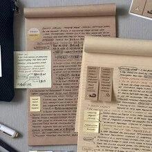 Kraft Paper Sticky Notes, 5 Colors Index Tabs, Transparent Marking Flags, Writable Page Markers, Self‑Adhesive Annotation Labels For Notebook Planner, Office School Supplies - A - View 1