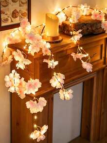 USB Powered 100 LED Artificial Cherry Blossom Light Strip, Willow Vine Lights, Cherry Blossom Vine Lights, Suitable For Wall, Dining Table, Home, Wedding, Birthday, Proposal, Anniversary, All Seasons, Christmas, Thanksgiving, Halloween Decoration - Integrated Cherry Blossom Rattan - View 6