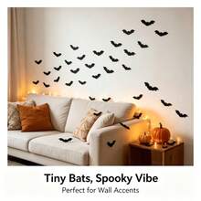 96/192pcs Halloween Bat Stickers, Mini Cute Black Decals, Suitable For Crafts, Self-Adhesive Vinyl, Halloween Gift Bags And Envelope Seals, Easy To Peel And Stick, Cute Black Spooky Bats - Multicolor - View 2