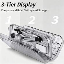 8-Piece Transparent Plastic Geometric Compass And Ruler Set - Durable Drawing Tool Set, Includes Protractor, Triangle Ruler And Eraser, Suitable For School And Art Projects - Sets - View 2