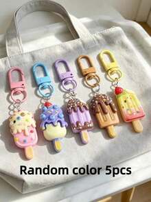 Mixed Color Cute 3D Realistic Ice Cream Popsicle Bag Charm Keychain, Women's Bag And Car Accessory - Multicolor - View 14