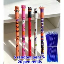 35pcs Halloween Erasable Gel Pens, 0.5mm Tip Blue/Black Ink, Quick Dry/Erasable Mistakes/Smooth Writing Stationery - Multicolor - View 12