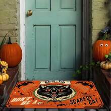 Halloween Bat & Cat Welcome Mat, Suitable For Indoor/Outdoor Use - Scary Bat & Cat Entrance Decor, Machine Washable Soft Rug, Suitable For Hallway Floor Or Carpet - Halloween Holiday Decoration - A - View 4