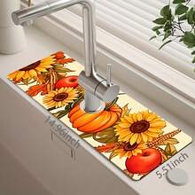 1pc Thanksgiving Pumpkin Faucet Cover, Create Holiday Atmosphere, Bathroom Faucet Splash Guard, Waterproof Non-Slip Faucet Pad, Kitchen Countertop Accessory, Kitchen Dining Table Accessory, Sink, Moisture-Proof Absorbent Pad, Absorbent Drainage Pad, Multi-Functional Absorbent Non-Slip Pad - Multicolor - View 11
