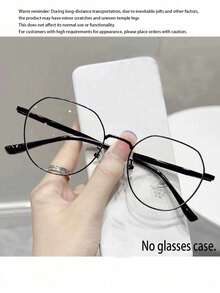 1pc Geometric Metal Frame Transparent Glasses For Women, Fashionable Polygon Eyeglasses With Colorful Temples, Casual Daily Computer Reading Glasses, Accessory - Clear - View 6