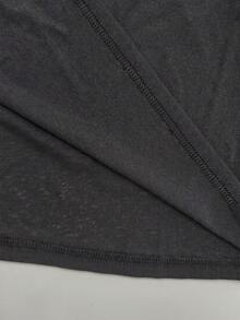 FLEXCHIC Women's Semi-Sheer Short Sleeve T-Shirt, Sexy Semi-Transparent Elastic Mesh Top, Lightweight Spring/Summer Layering Essential Casual Black - Black - View 9