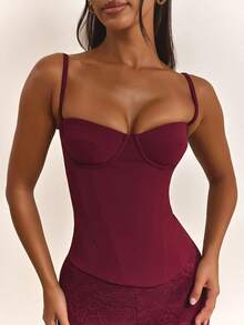 Women Tops - Burgundy - View 2