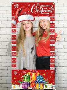 1 buah Bingkai Foto Liburan Natal, Topi Santa, Latar Belakang Cetak Hadiah Warna-warni, 60x120cm, Latar Belakang Stan Foto Poliester, Perlengkapan Pesta Natal, Dekorasi Tahun Baru - MultiWarna - View 6