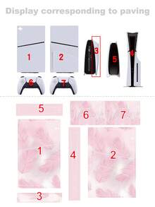Cross-Border Hot Seller 6pcs Light Pink Soft Feather Pattern P5 Slim Game Console Optical Drive Version Stickers, Dust-Proof And Wear-Resistant - View 7