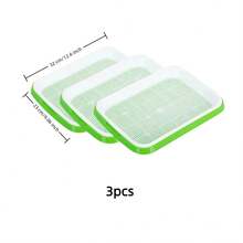 4pcs Green Sprouting Trays With Drainage Holes, Soil-Free Germination Tray Suitable For Indoor Or Outdoor Seed Sprouting, Can Grow Grass, Beans And More - Green - View 10
