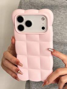 New High-End 3D Cloud Grid Phone Case, Compatible With IPhone 18 Pro Max 18 Pro 17 Pro Max 17 Pro 16 Pro Max 15 Pro Max 13 14 Pro Max, Creative Bracelet-Style Shockproof Soft Protective Shell - Pink - View 4